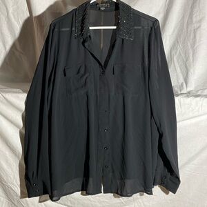Forever 21+ size 2X button-down excellent condition black